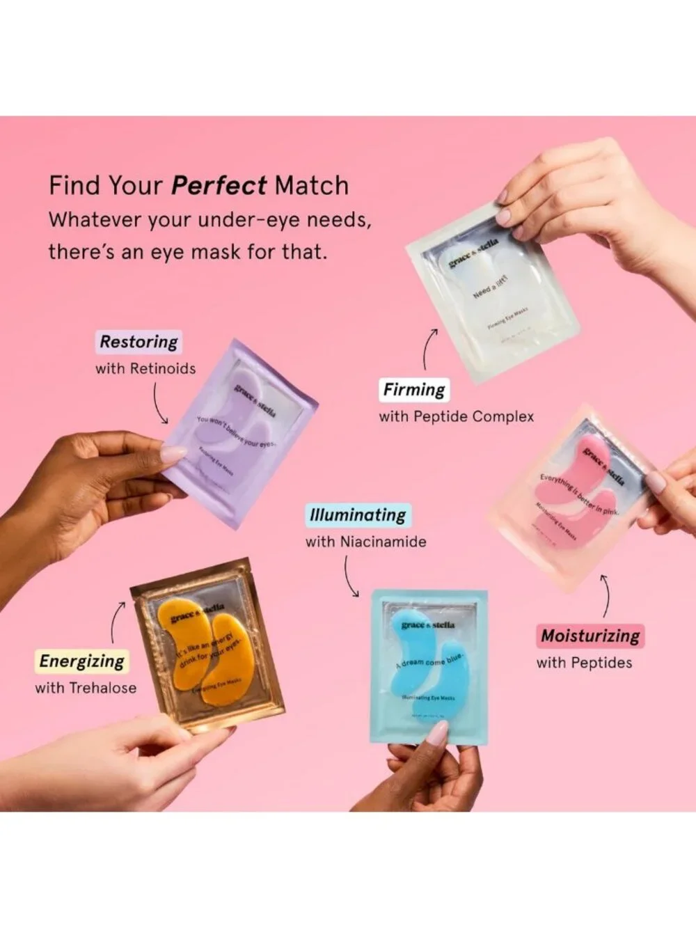 Vegan Under Eye Masks - Reduce Dark Circles & Puffiness - Self Care Gift Set (24